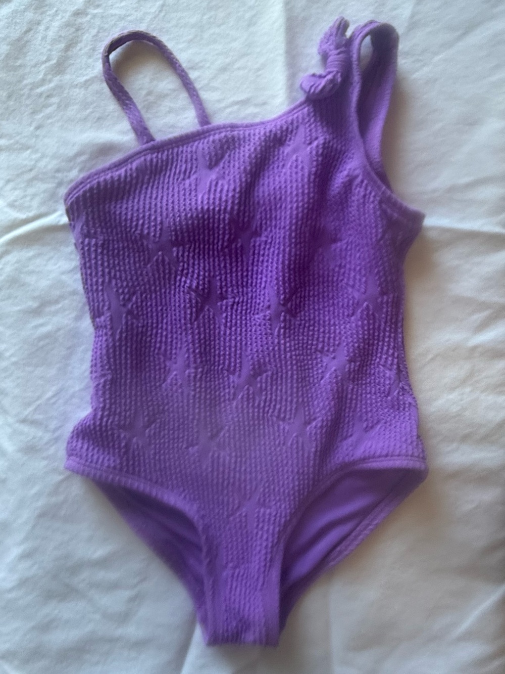 Tucker + Tate Lilac One-Shoulder Star-Texture Swimsuit